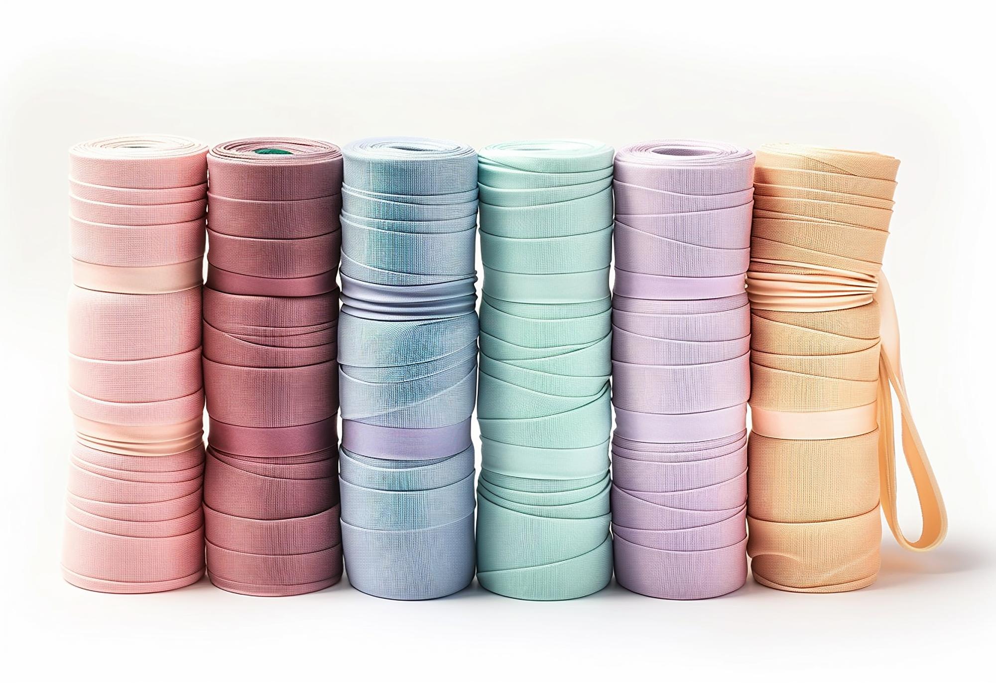 Verschiedene Garne auf Rollen, Pastellton
